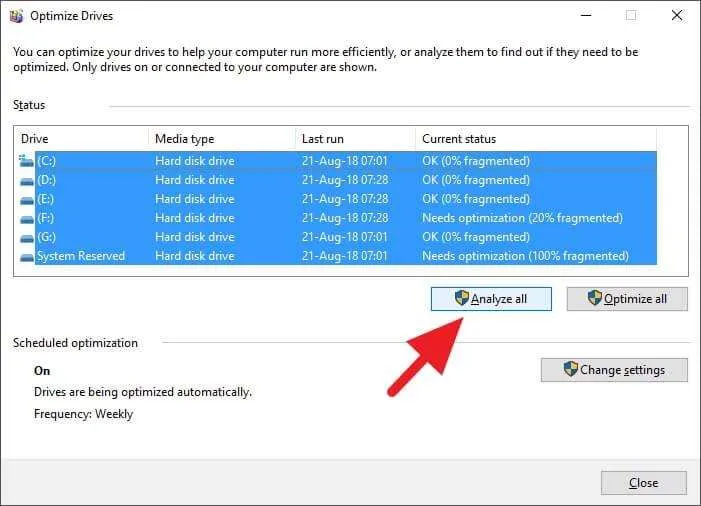 cara defrag Windows 10