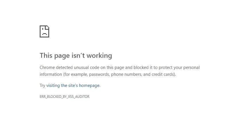 ERR_BLOCKED_BY_XSS_AUDITOR