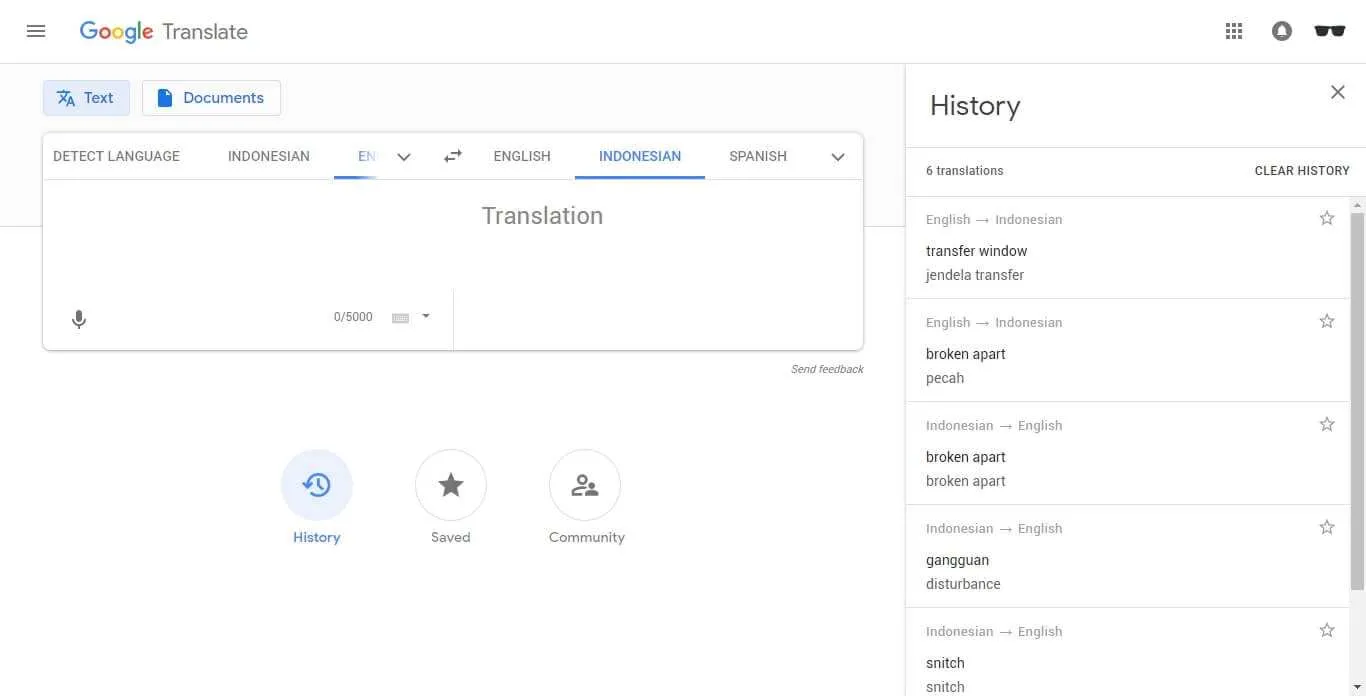 Cara Melihat Riwayat Terjemahan di Google Translate Android 14 Riwayat Google Translate PC