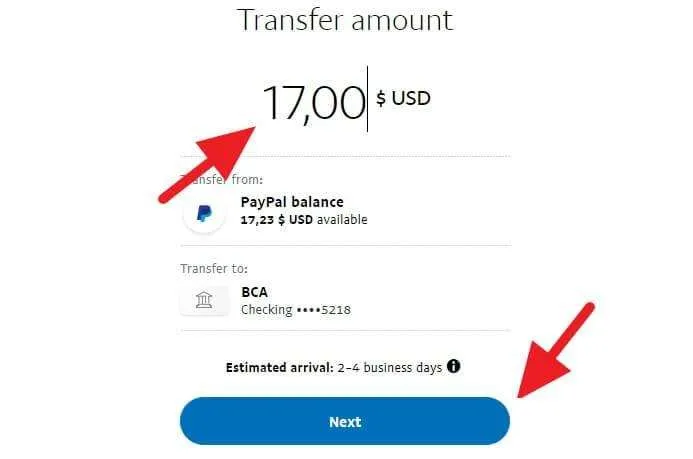 Cara Cairkan Saldo Paypal ke BCA dengan Cepat 6 Pilih jumlah saldo yang ingin dicairkan