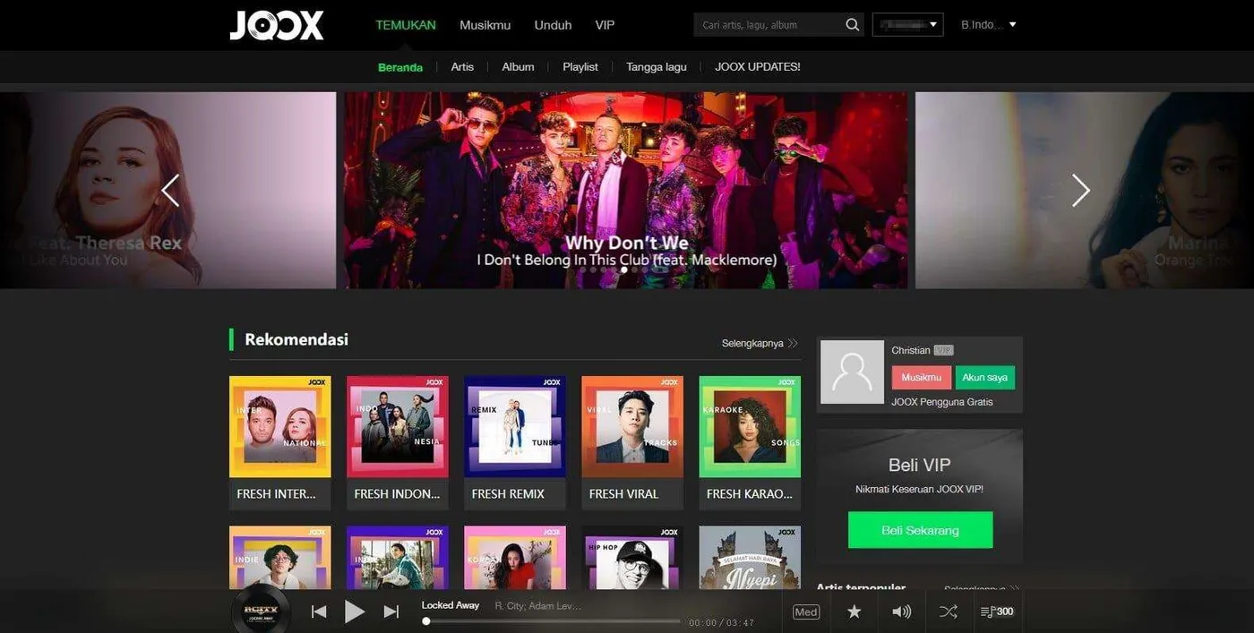 Cara Mengganti Bahasa di Joox Inggris ke Indonesia 8 Joox Web Bahasa Indonesia