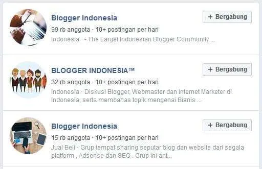Komunitas Blogger di grup Facebook