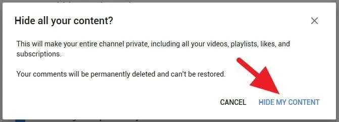 Menyembunyikan channel Youtube
