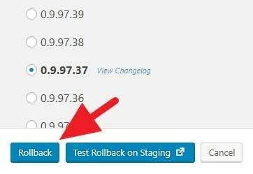 Memilih versi rollback