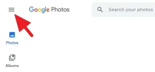 Ikon menu hamburger Google Photos