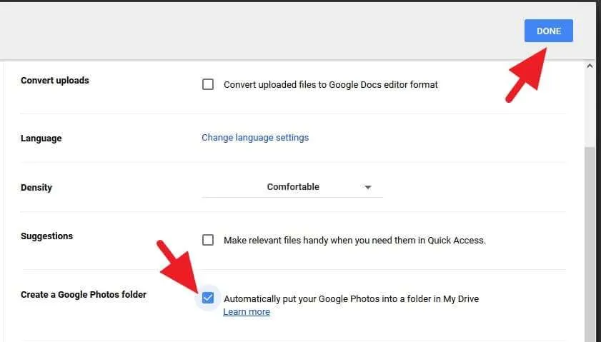 Pengaturan Google Photos di Google Drive