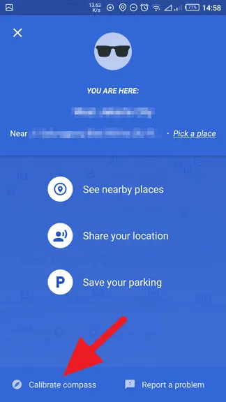 Menu kalibrasi di Google Maps