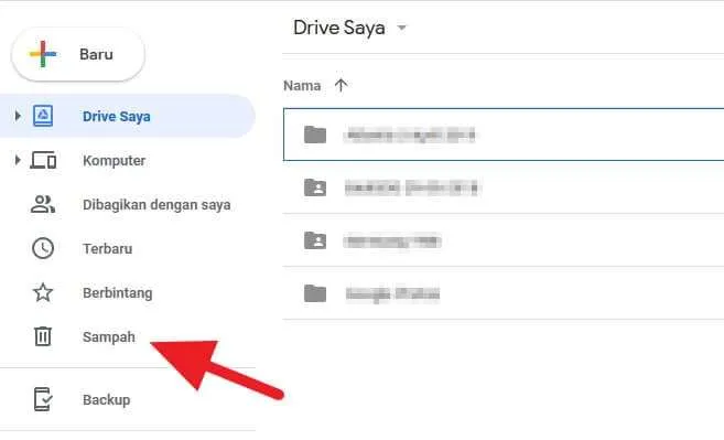 Cara Mengembalikan File yang Terhapus di Google Drive 10 Menu Sampah Google Drive