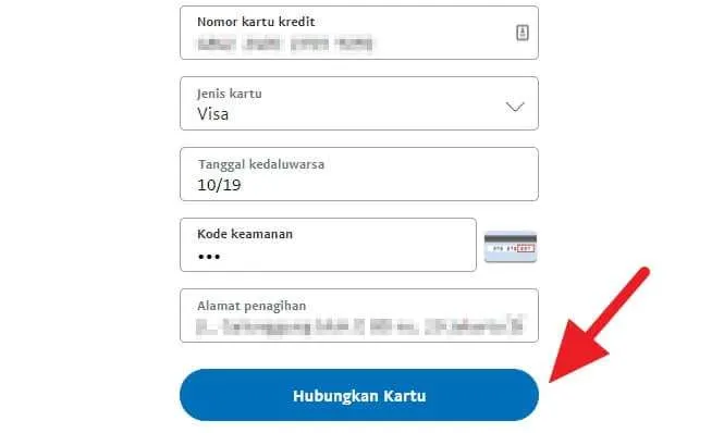 Cara Menghubungkan Kartu/Rekening ke PayPal (VERIFIKASI) 5 Formulir kartu Visa
