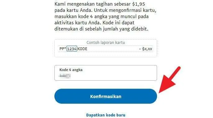 Cara Menghubungkan Kartu/Rekening ke PayPal (VERIFIKASI) 11 Kode konfirmasi Paypal