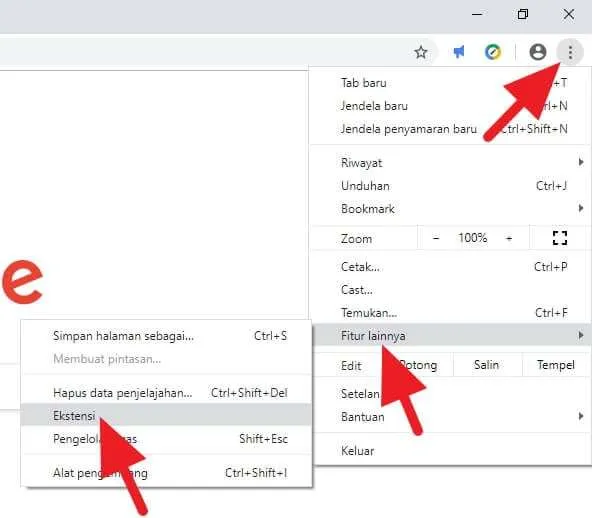 Cara Cepat Hapus Ekstensi di Google Chrome PC 3 Menu ekstensi Cara Cepat Hapus Ekstensi di Google Chrome PC 3 Menu ekstensi