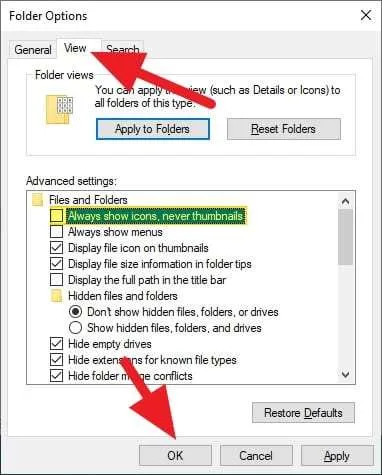 Cara Mengatasi Gambar Thumbnail Tidak Muncul di Windows 10 6 Always show icons never thumbnails Cara Mengatasi Gambar Thumbnail Tidak Muncul di Windows 10 6 Always show icons never thumbnails