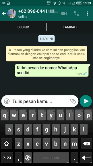 Cara Mengirim Pesan WhatsApp ke Nomor Sendiri 6 Cara Kirim Pesan WhatsApp ke Nomor Sendiri 2 Cara Mengirim Pesan WhatsApp ke Nomor Sendiri 5 Cara Kirim Pesan WhatsApp ke Nomor Sendiri 2