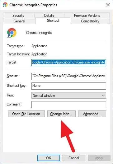 change icon 1 Cara Membuat Shortcut Incognito Chrome di Desktop 9 change icon 1