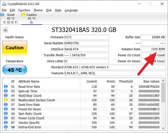 CrystalDiskInfo RPM 3 Cara Mengetahui RPM HDD dengan Cepat 5 CrystalDiskInfo RPM