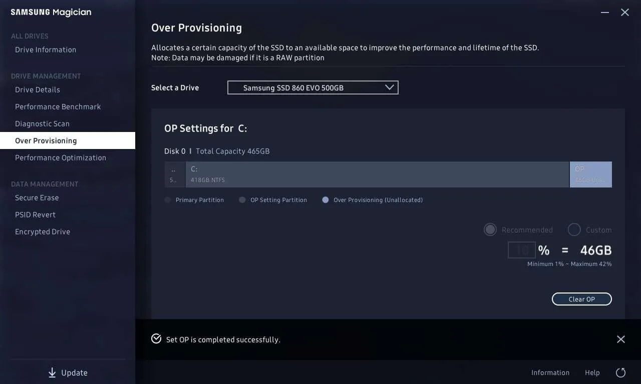 Cara Aktifkan Over Provisioning pada SSD Samsung 7 SET OP is completed successfully Cara Aktifkan Over Provisioning pada SSD Samsung 7 SET OP is completed successfully