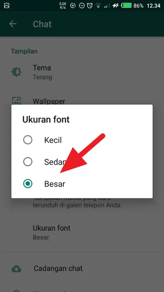 Besar Cara Perbesar Ukuran Huruf di WhatsApp 6 Besar