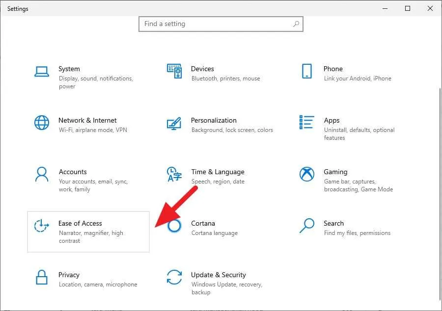 Ease of Access 1 Cara Mudah Mengganti Kursor di Windows 10 4 Ease of Access 1