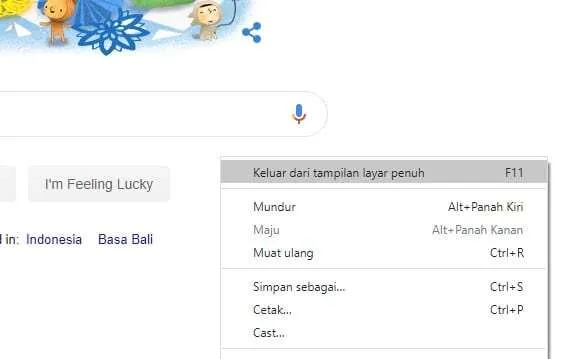 Keluar dari tampilan layar penuh Cara Aktifkan Full Screen di Google Chrome 3 Keluar dari tampilan layar penuh