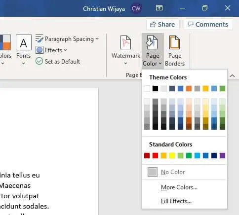 Cara Mengganti Warna Background Kertas di Microsoft Word 5 Page color Cara Mengganti Warna Background Kertas di Microsoft Word 5 Page color