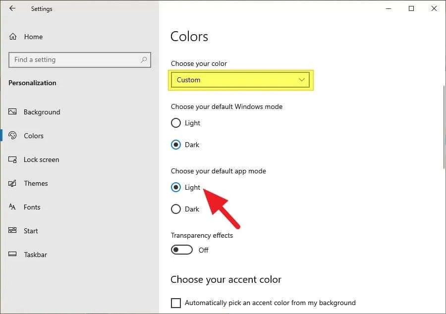 Custom Light Cara Aktifkan Mode Gelap di Windows 10 3 Custom Light