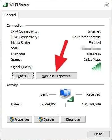 Wireless properties Cara Melihat Password WiFi yang Terhubung di PC/Laptop 6 Wireless properties