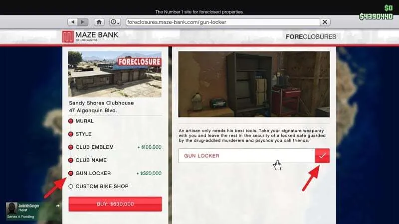 Gun locker Cara 'Membuang' Senjata di GTA V Online 7 Gun locker