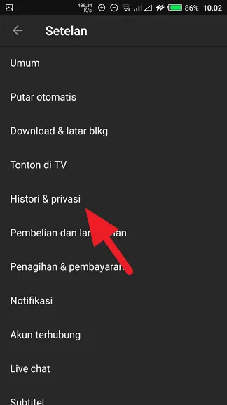 Histori 1 Cara Menghapus Riwayat Tontonan di Aplikasi Youtube 5 Histori 1