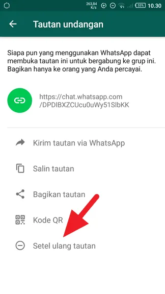 Setel ulang tautan Cara Membuat Link Undangan Grup WhatsApp 8 Setel ulang tautan