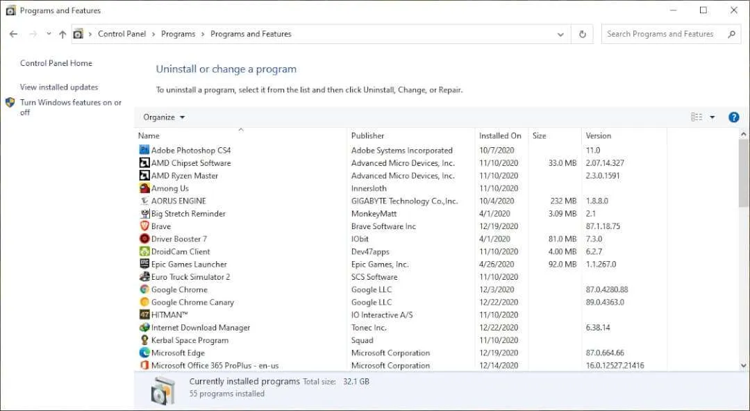 Control Panel Uninstall Program 1 7 Cara Meningkatkan Performa Laptop Seperti Baru Beli 9 Control Panel Uninstall Program 1