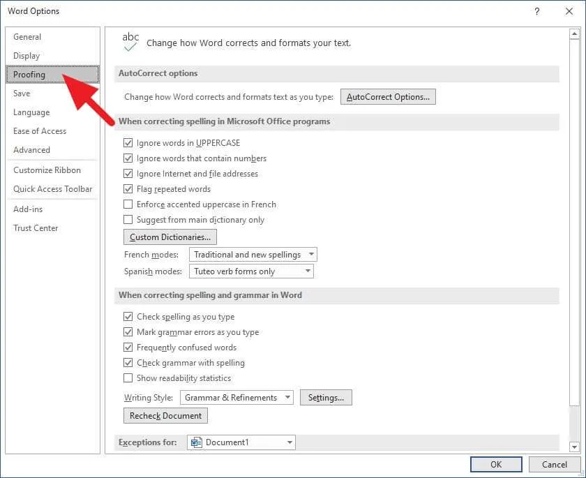 Cara Menghilangkan Garis Bawah Merah di Microsoft Word 6 Proofing Cara Menghilangkan Garis Bawah Merah di Microsoft Word 6 Proofing