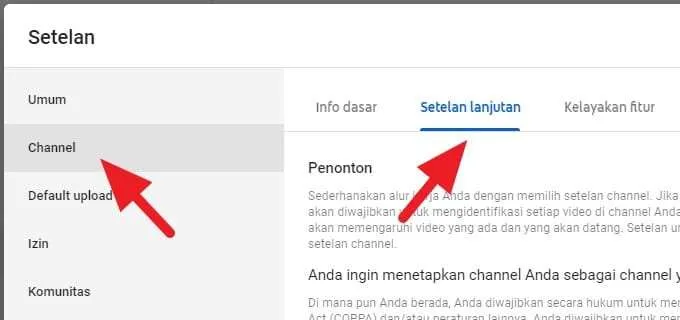 Setelan lanjutan 1 Cara Menyembunyikan Jumlah Subscriber YouTube 5 Setelan lanjutan 1