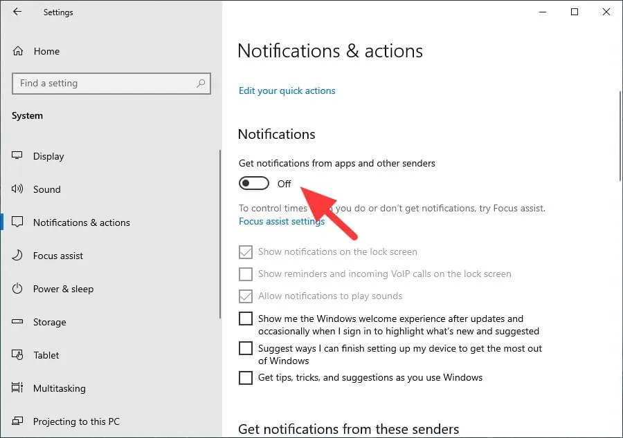 Notifications off Cara Menghilangkan Notifikasi Mengganggu di Windows 10 6 Notifications off