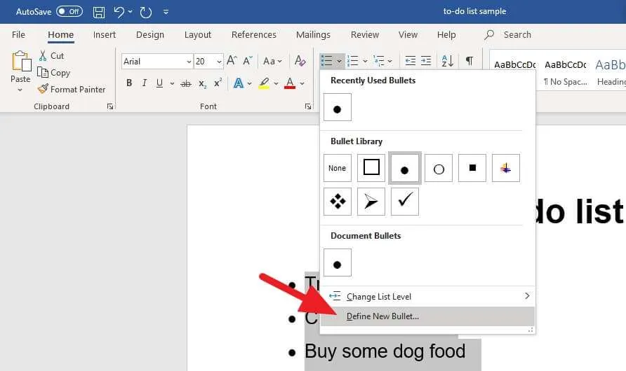 Cara Mudah Membuat Ceklis (✓) di Microsoft Word 10 define new bullet 2 Cara Mudah Membuat Ceklis (✓) di Microsoft Word 10 define new bullet 2