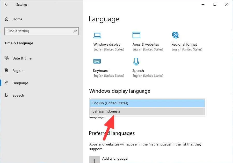 Cara Mengubah Bahasa di Windows 10 Menjadi Indonesia 6 Bahasa Indonesia Windows Cara Mengubah Bahasa di Windows 10 Menjadi Indonesia 6 Bahasa Indonesia Windows