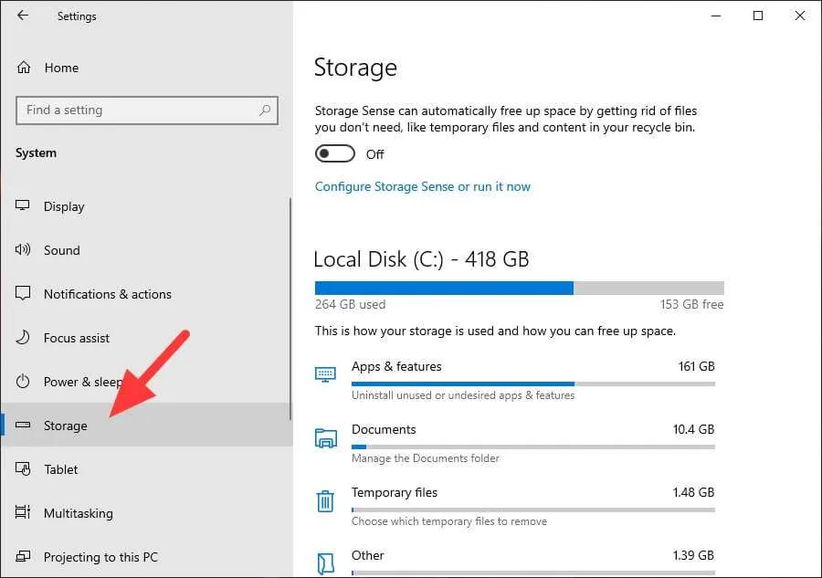 Storage 1 Cara Instan Mencari File Berukuran Besar di Windows 10 5 Storage 1