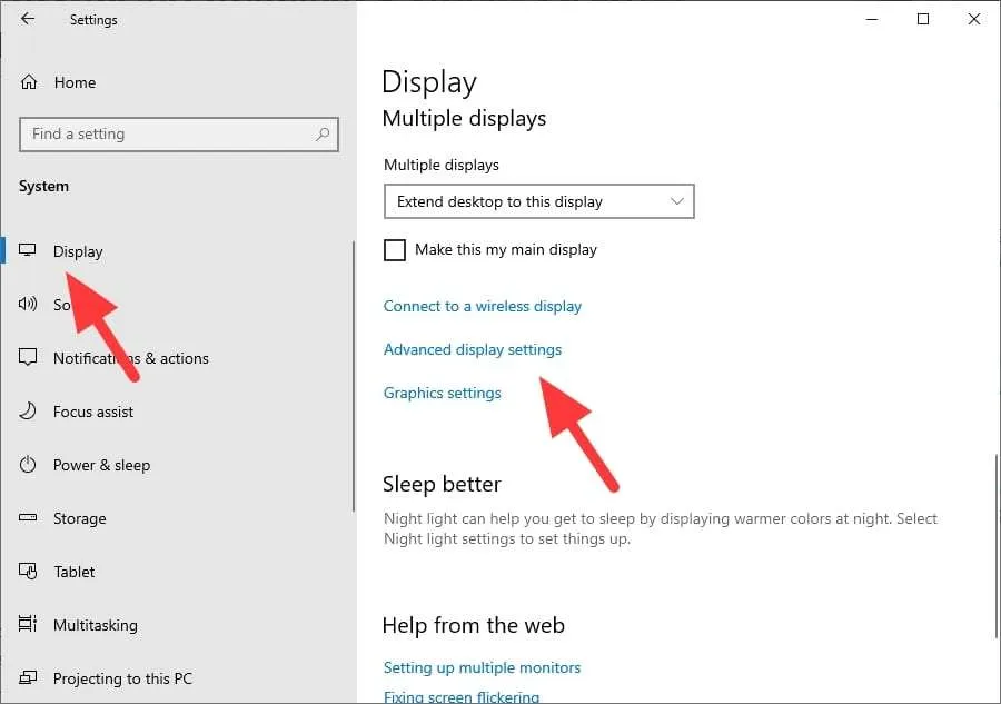 Cara Melihat Spesifikasi Graphics Card pada Windows 10 3 Advanced display settings 3 Cara Melihat Spesifikasi Graphics Card pada Windows 10 3 Advanced display settings 3