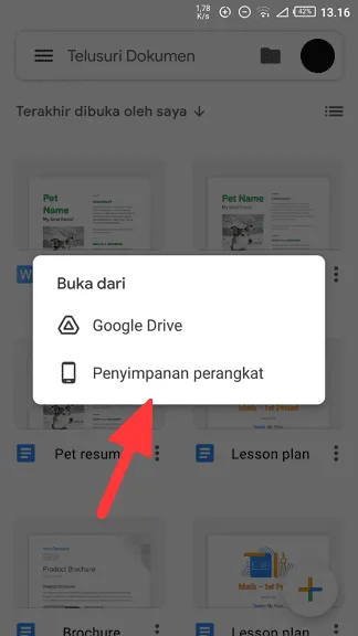 Penyimpanan perangkat Cara Mengubah Word ke PDF di Android dengan Google Docs 5 Penyimpanan perangkat