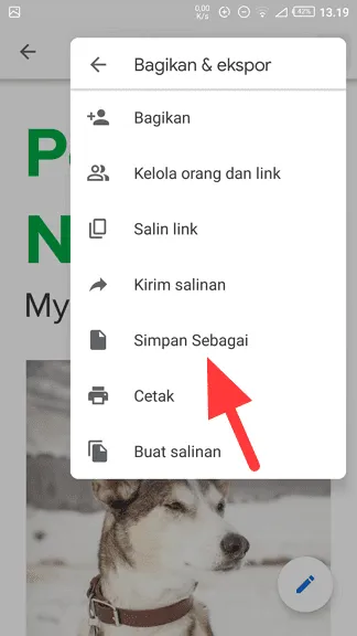 Simpan sebagai Cara Mengubah Word ke PDF di Android dengan Google Docs 12 Simpan sebagai