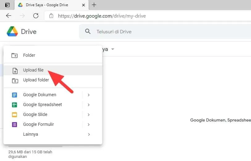 Upload file Cara Berbagi File Dokumen yang Disimpan di Google Drive 4 Upload file