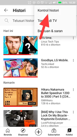 Kontrol Histori Cara Menghapus Histori Tontonan di Youtube dengan Instan 5 Kontrol Histori