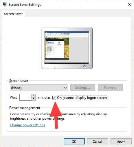 On resume display logon screen 5 Cara Cepat Mengunci Windows 10 Ketika Tidak Digunakan 6 On resume display logon screen
