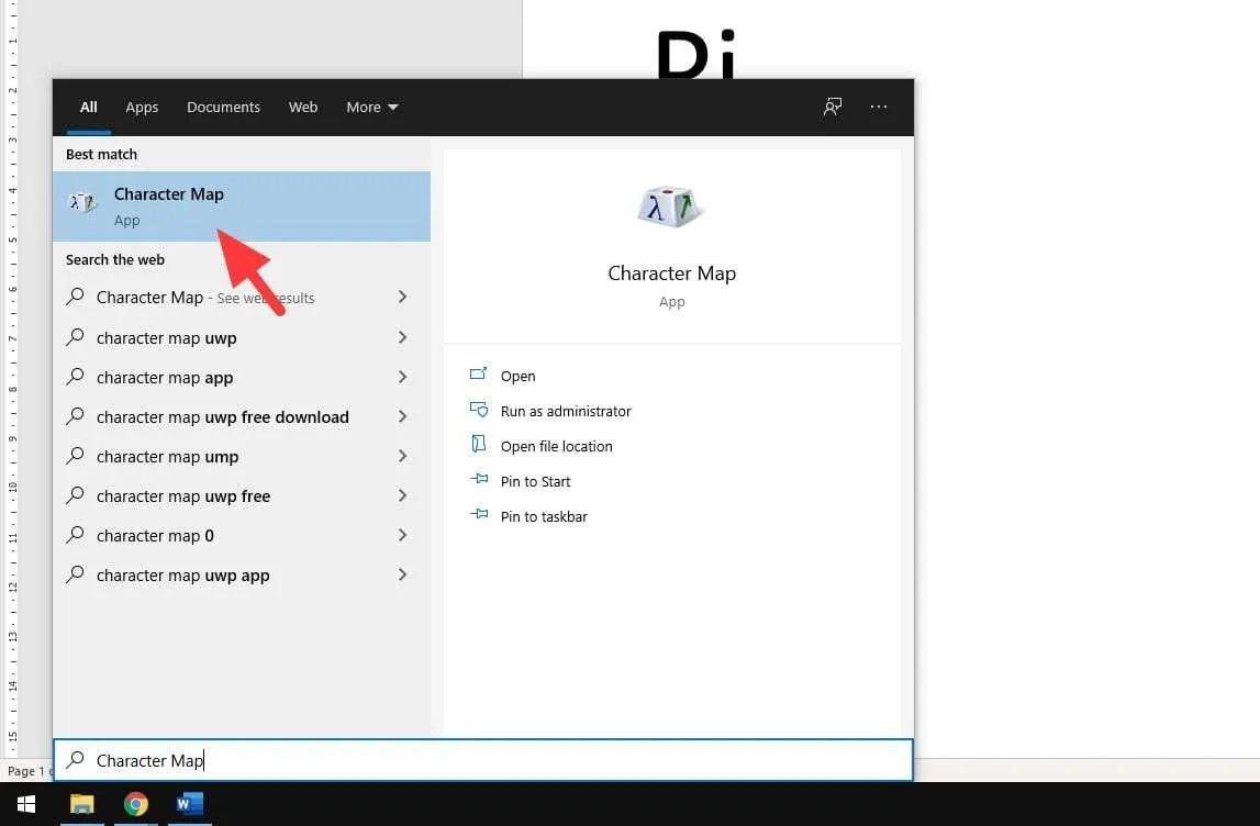 3 Cara Mudah Membuat Simbol Pi (π) di Word 10 character map 3 Cara Mudah Membuat Simbol Pi (π) di Word 10 character map