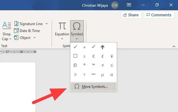 3 Cara Mudah Membuat Simbol Pi (π) di Word 7 symbol more symbols 1 3 Cara Mudah Membuat Simbol Pi (π) di Word 7 symbol more symbols 1