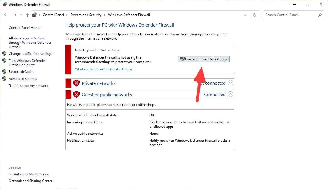 Cara Matikan Firewall Windows 7/8/10 Untuk Sementara 9 use recommended settings Cara Matikan Firewall Windows 7/8/10 Untuk Sementara 9 use recommended settings