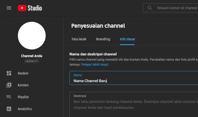 nama channel baru Cara Mengganti Nama Channel Youtube via Android/Laptop 12 nama channel baru