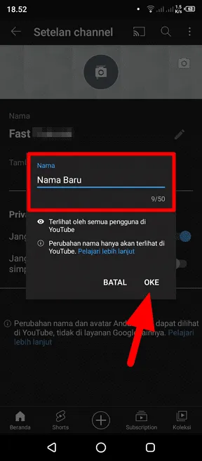 oke Cara Mengganti Nama Channel Youtube via Android/Laptop 7 oke
