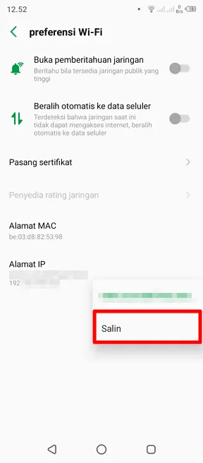 2 Cara Cepat Menemukan 'IP Address' Ponsel Android 7 salin ip address android 2 Cara Cepat Menemukan 'IP Address' Ponsel Android 7 salin ip address android