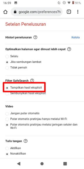 Cara Menonaktifkan Filter 'SafeSearch' di Mesin Pencari Google 9 tampilkan hasil eksplisit Cara Menonaktifkan Filter 'SafeSearch' di Mesin Pencari Google 9 tampilkan hasil eksplisit