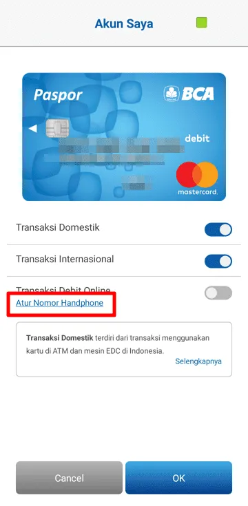 atur nomor handphone Cara Jadikan Kartu Debit BCA Bisa untuk Transaksi Online 6 atur nomor handphone